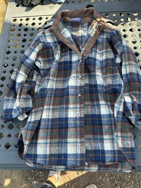 Pendleton Blue Brown White Plaid Wool Jacket